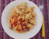 鶏ひき肉サルシッチャのチーズパスタ作り方5写真