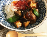 夏野菜で簡単♪茄子と厚揚げの旨辛丼作り方6写真
