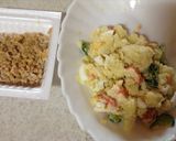 残り物で！ポテトサラダと納豆のお焼き作り方1写真