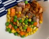 レンジ簡単洋風スタミナ丼味オムライス弁当作り方3写真