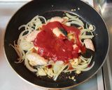 秋鮭とブラックオリーブのパスタ作り方6写真