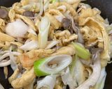 長ネギ・しめじ・油あげの卵とじ作り方5写真