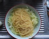 千切りキャベツと食べるチキンボールパスタ作り方14写真