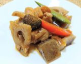 レンコン、コンニャク、豚肉のピリ辛炒め作り方10写真
