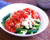 花椒トマトポン酢タレでささみきゅうり和え作り方11写真