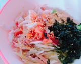 ＊小松菜とみょうがのチキン梅サラダ＊作り方4写真