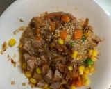 レンジ簡単ピリ辛中華風梅照味炒飯弁当作り方5写真
