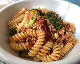 挽肉とブロッコリーの軽い煮込みのパスタ作り方5写真