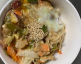 お一人様野菜たっぷり梅すき焼き味親子丼作り方20写真