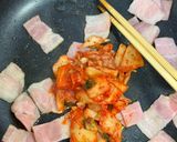 うどんのキムチカルボナーラ作り方3写真