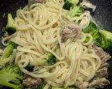 簡単★サバ水煮缶のペペロンチーノうどん作り方5写真