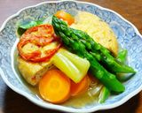 厚揚げ、新じゃが、小松菜、セロリの煮物作り方8写真