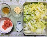 簡単今日の夕飯！野菜たっぷり白菜明太マヨサラダ作り方1写真