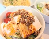 冷やっこ／ピリ辛ソースの温泉たまご添え作り方4写真