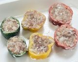 とろ〜りチーズ🧀ピーマンパプリカの肉詰め作り方5写真