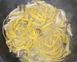 海老としめじのクリームパスタ柚子胡椒風味作り方4写真