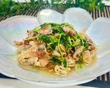豆苗と豚バラの塩レモンにんにく炒め作り方7写真