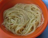 ふわふわ卵とベーコンと春菊のパスタ作り方14写真