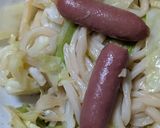 簡単★キャベツとソーセージの焼きうどん作り方7写真