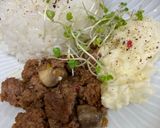 ひき肉とマッシュルームのプレートご飯作り方4写真