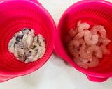 冷凍海老と牡蠣のジェノベーゼパスタ作り方1写真