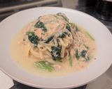 ツナとほうれん草のワンパンクリームパスタ作り方10写真