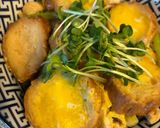 お麩アスパラと油揚げのヘルシー卵とじ丼作り方4写真
