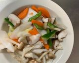 お一人様レンジ梅トマト親子丼味豚平焼き風作り方13写真