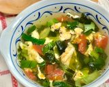 チンゲン菜とトマトの卵とじスープ♪作り方4写真