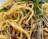 サバ水煮缶ペペロンチーノ　パスタ作り方7写真