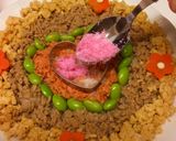 3色丼にプラス2色♡Wハートのそぼろ丼♡作り方3写真