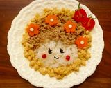 3色丼にプラス2色♡Wハートのそぼろ丼♡作り方6写真