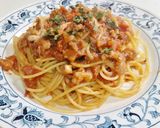 いか下足のラグーソースパスタ　肝和え風作り方17写真