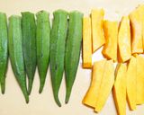 お弁当にも♪オクラかぼちゃ巻き☆とんかつ作り方3写真