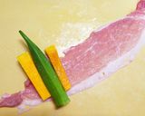 お弁当にも♪オクラかぼちゃ巻き☆とんかつ作り方4写真