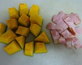 野菜ジュースで洋風♬かぼちゃ煮込み作り方1写真