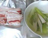 楽ウマ～☆豚バラと長ねぎの柚胡椒パスタ作り方1写真