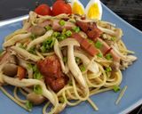 焼き豚ときのこの和パスタ作り方5写真