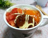 マグ丼(マグカップ丼ぶり)~ロコモコ風~作り方3写真