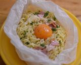 レンジでペーパー焼そばカルボ風作り方6写真