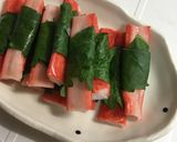 お弁当にカニカマの大葉巻き天！作り方1写真