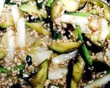 麻婆茄子と山芋ピリ辛炒め【丼】作り方4写真