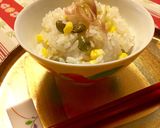 夏！トウモロコシ枝豆の酒入り炊き込みご飯作り方4写真
