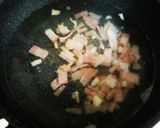 もち麦(大麦)と水菜とベーコンのスープ作り方1写真