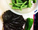 いんげんと赤じその味噌炒め作り方1写真