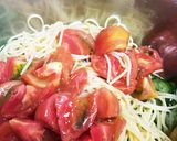 カニ缶とトマト冷製パスタ 昆布だし風味作り方3写真