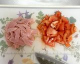 簡単！素麺のトマトとカリカリハム乗せ作り方1写真