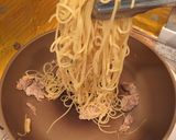 お吸い物で簡単！豚肉の松茸風味パスタ作り方6写真