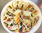 電子レンジで！茄子とカボチャの重ね蒸し作り方3写真