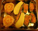 肉詰めピーマンナス蓮根作り方4写真